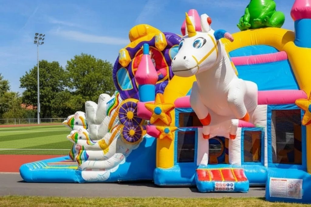 Hüpfburg im Einhorn Motto Nahaufnahme