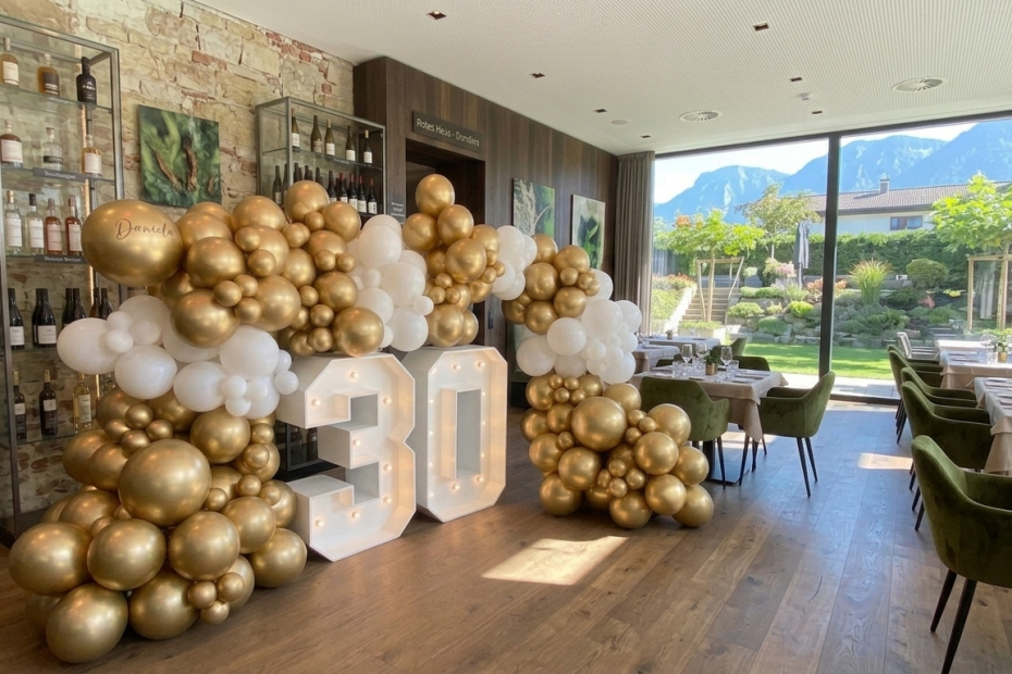 Ländle-Balloon zeigt einen Geburtstag Bogen mit Luftbaloons zum 30.Geburtstag